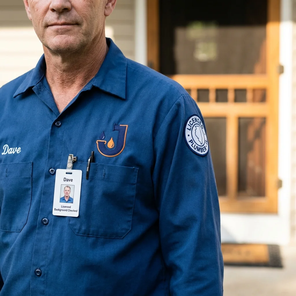 Licensed plumber showing ID badge in Davenport, FL
