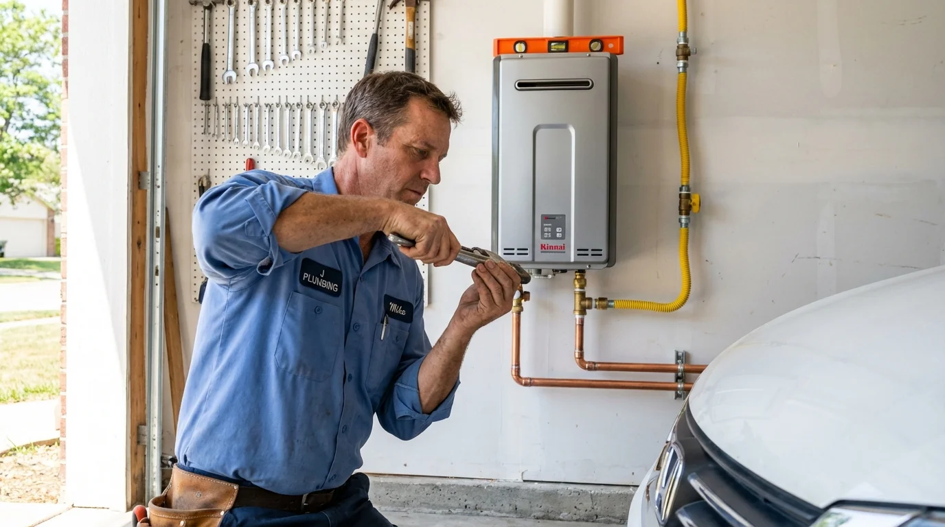 Tankless water heater installation by a Johns Plumbing LLC plumber in Davenport